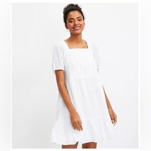 LOFT Lacy Square Neck Flounce Dress Sz M